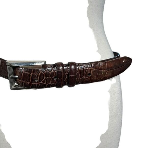 Tulliani Italian Calfskin Leather Belt Silver Solid Brass Buckle Made in Italy - Picture 4 of 15